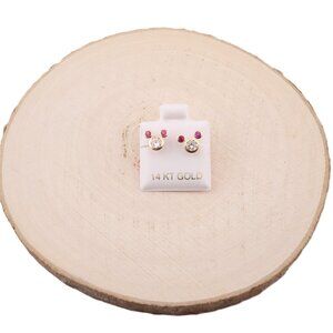 Women's 14k Gold Hot Pink Mickey Mouse Stud Earrings‎ Adorable Jewelry **